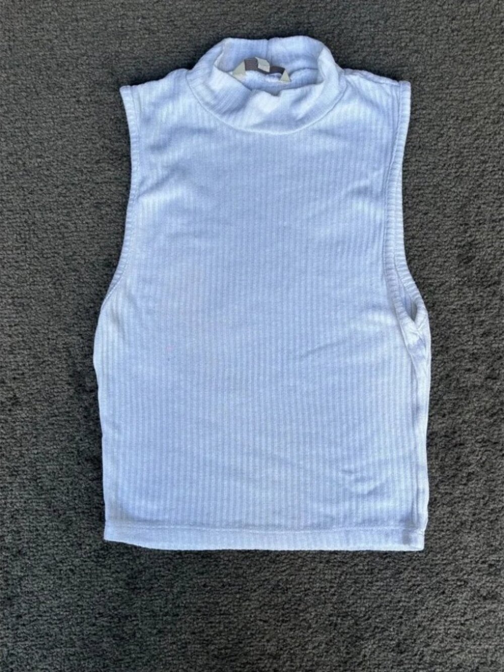 Clockhouse Crop Tank Top Women's Medium White Mock Neck Sleeveless Pullover‎